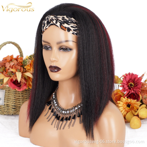 613 10a Best Quality Glueless Dropship Vendor Price Curly Yaki Highlight Bug Synthetic Headband Wigs Brazillian For Women